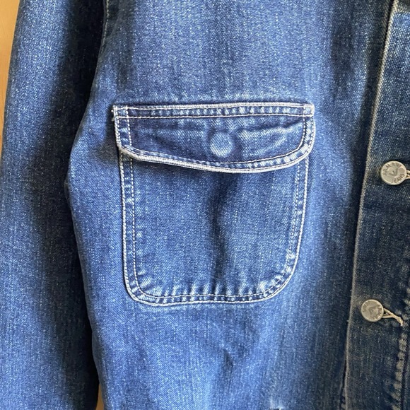 Vintage Armani Jeans Denim Jacket Coat Quilt Lined Parka Men's Medium - Picture 3 of 16